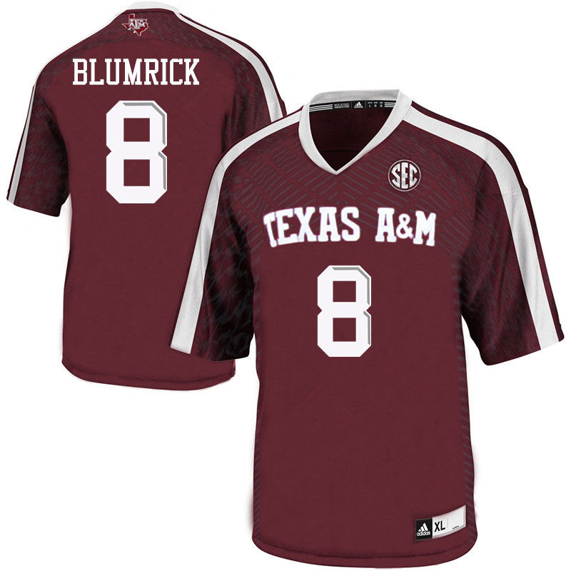 Men #8 Connor Blumrick Texas A&M Aggies College Football Jerseys-Maroon - Click Image to Close